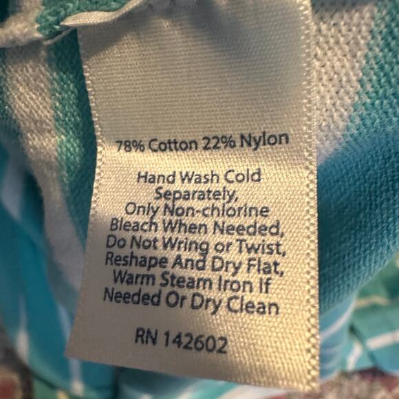 STS SAIL to SABLE Shift Dress Classic Aqua Striped Stretch Knit Medium - Picture 5 of 6